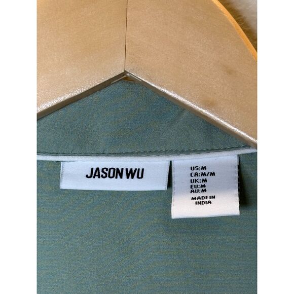 Jason Wu Women's Size Medium Green Satin Sleepshirt & Pajama Pants 2-Piece Set - Picture 9 of 10